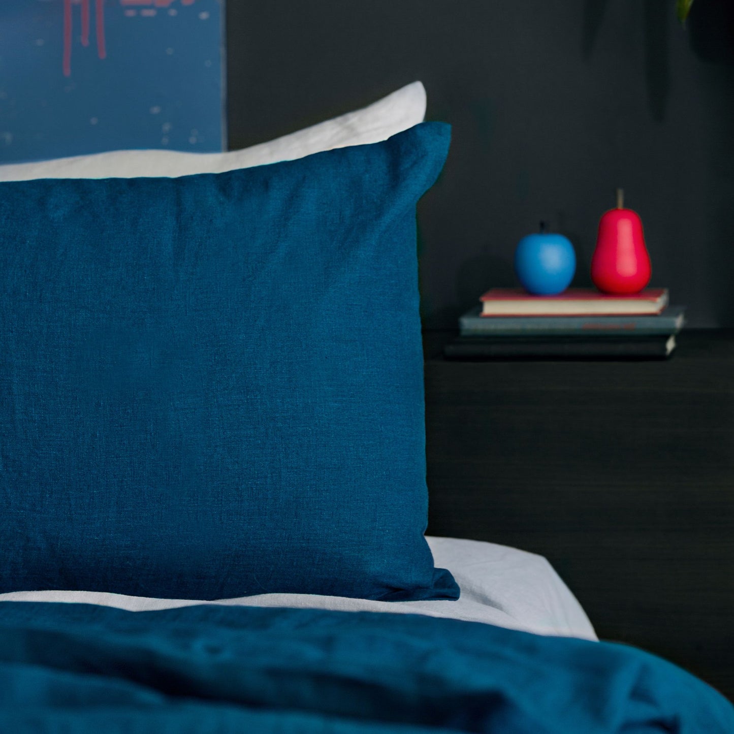 Sea Blue Linen Duvet Cover – Dark Teal Queen | Soft, Natural, Stonewashed