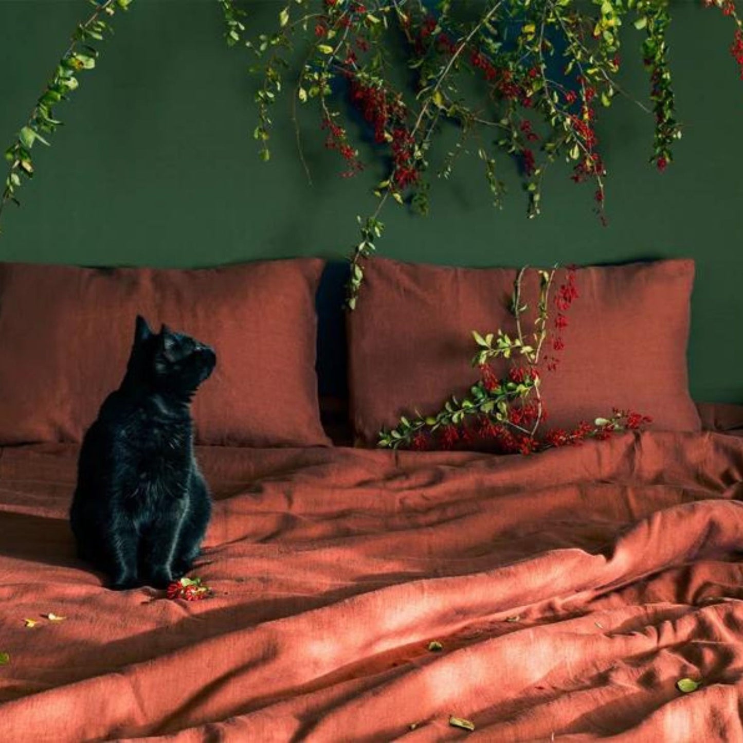 Uluru Red Linen Duvet cover/ Terracotta linen bedding in Twin, Queen, King