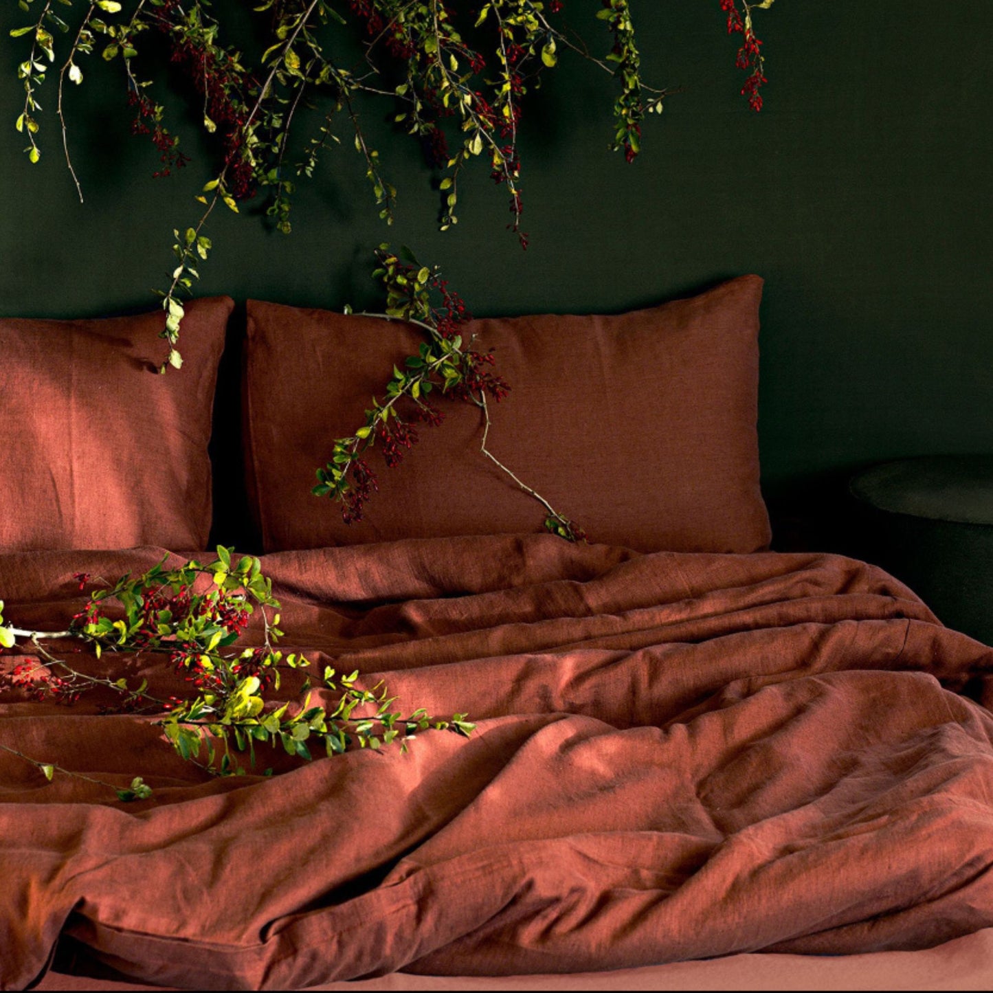 Uluru Red Linen Duvet cover/ Terracotta linen bedding in Twin, Queen, King