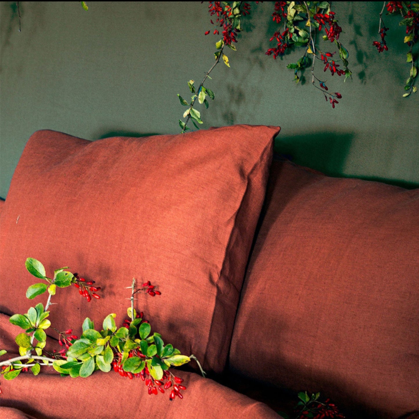 Uluru Red Linen Duvet cover/ Terracotta linen bedding in Twin, Queen, King