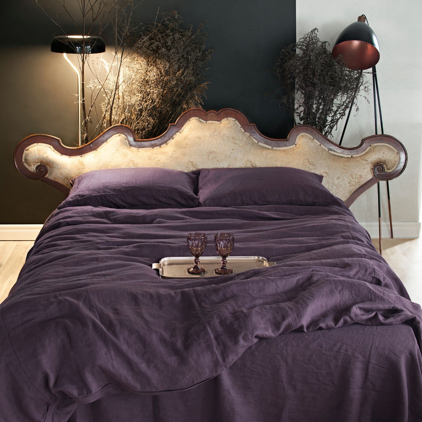 Aubergine Linen Duvet Cover – Queen Size