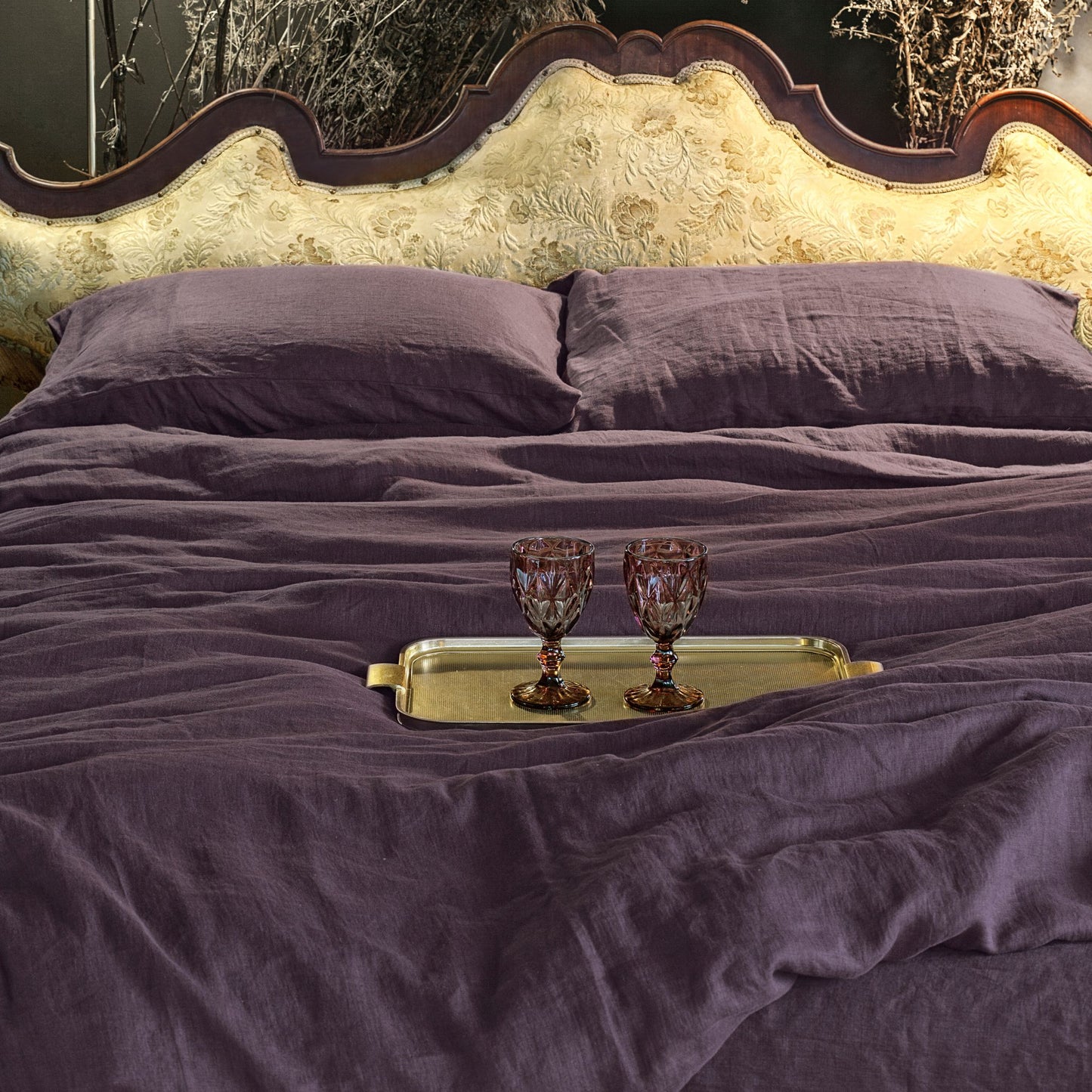 Aubergine Linen Duvet Cover – Queen Size