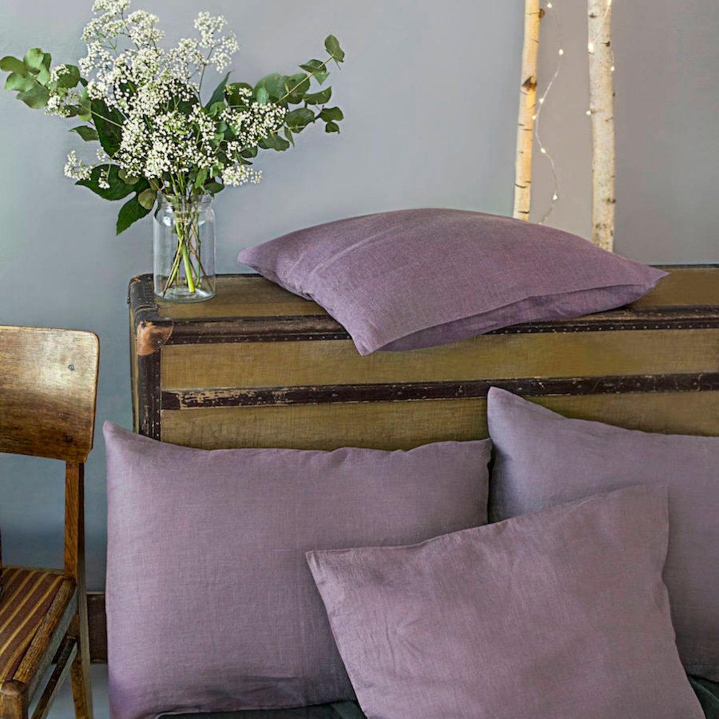 Linen Duvet Cover in Lavender Color