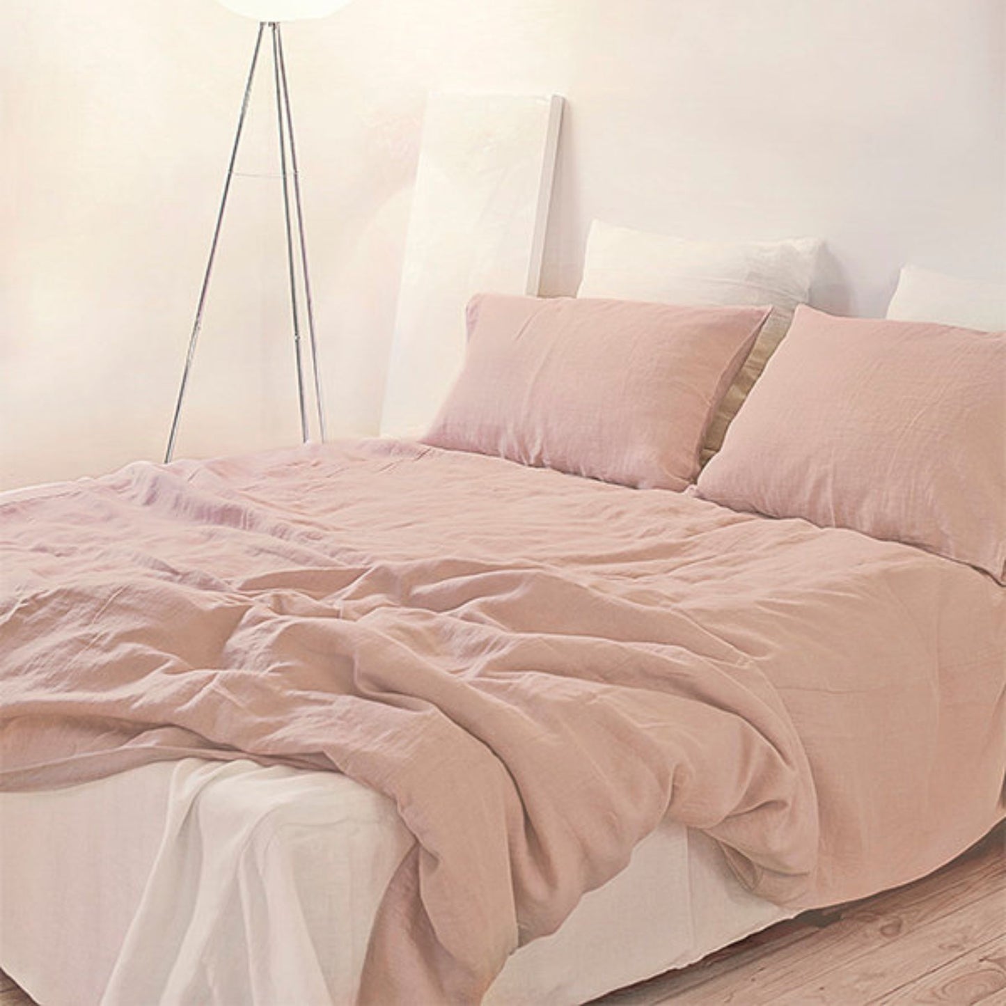 Washed Linen Duvet Cover in Dusty Rose| 100% Natural Flax | Soft and Comfortable Bedding for Queen, King, and Full Sizes