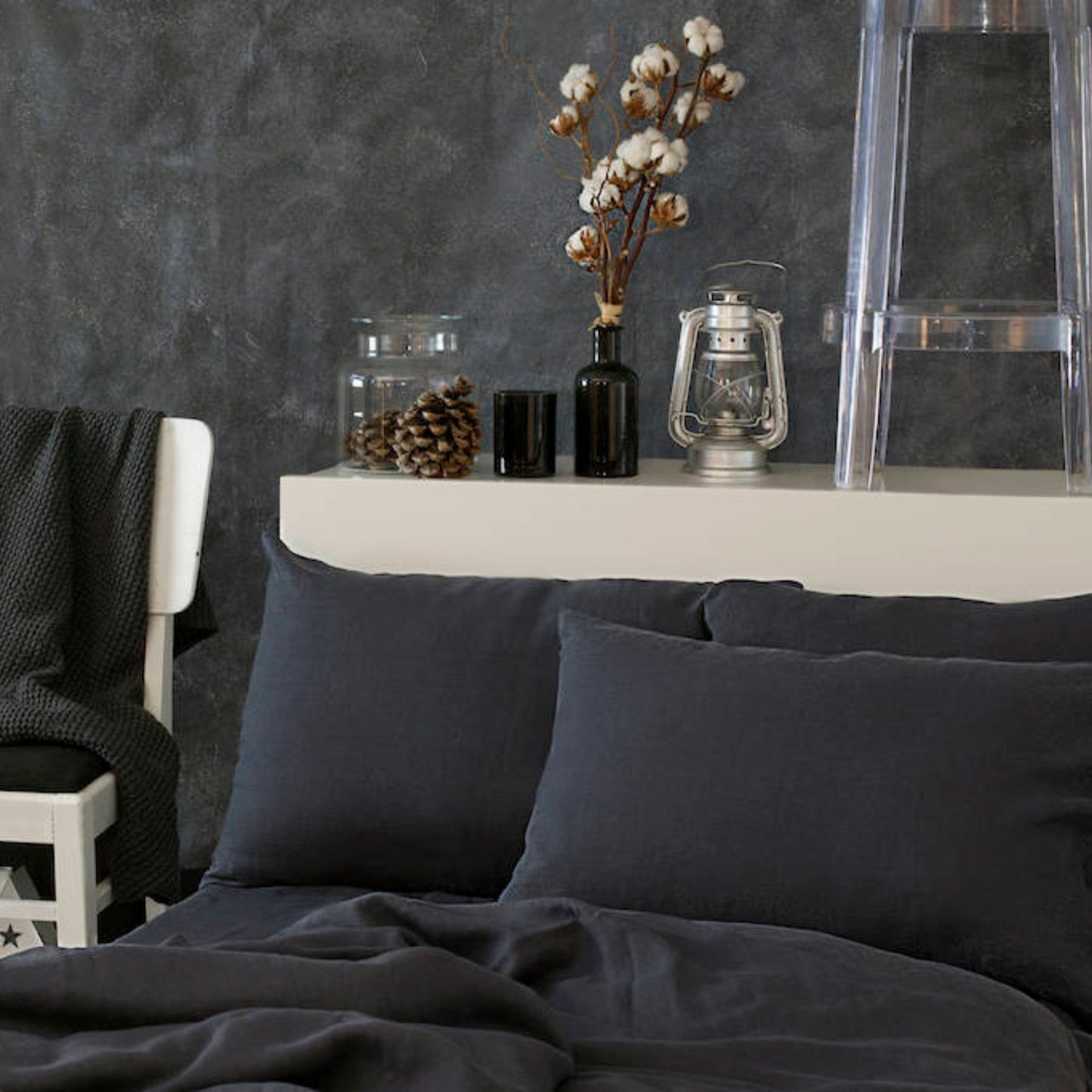 Linen Duvet Cover in Charcoal Gray