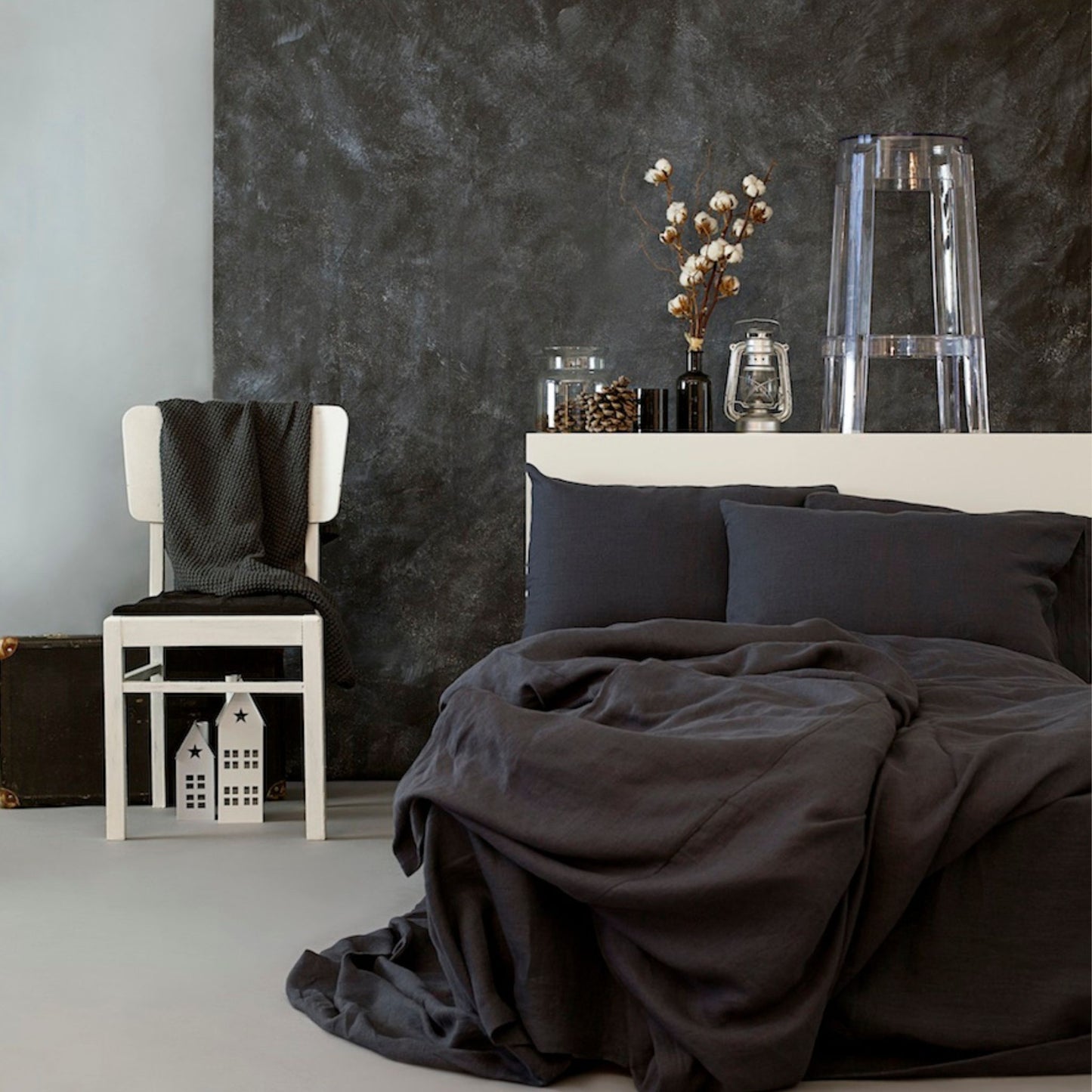 Linen Duvet Cover in Charcoal Gray