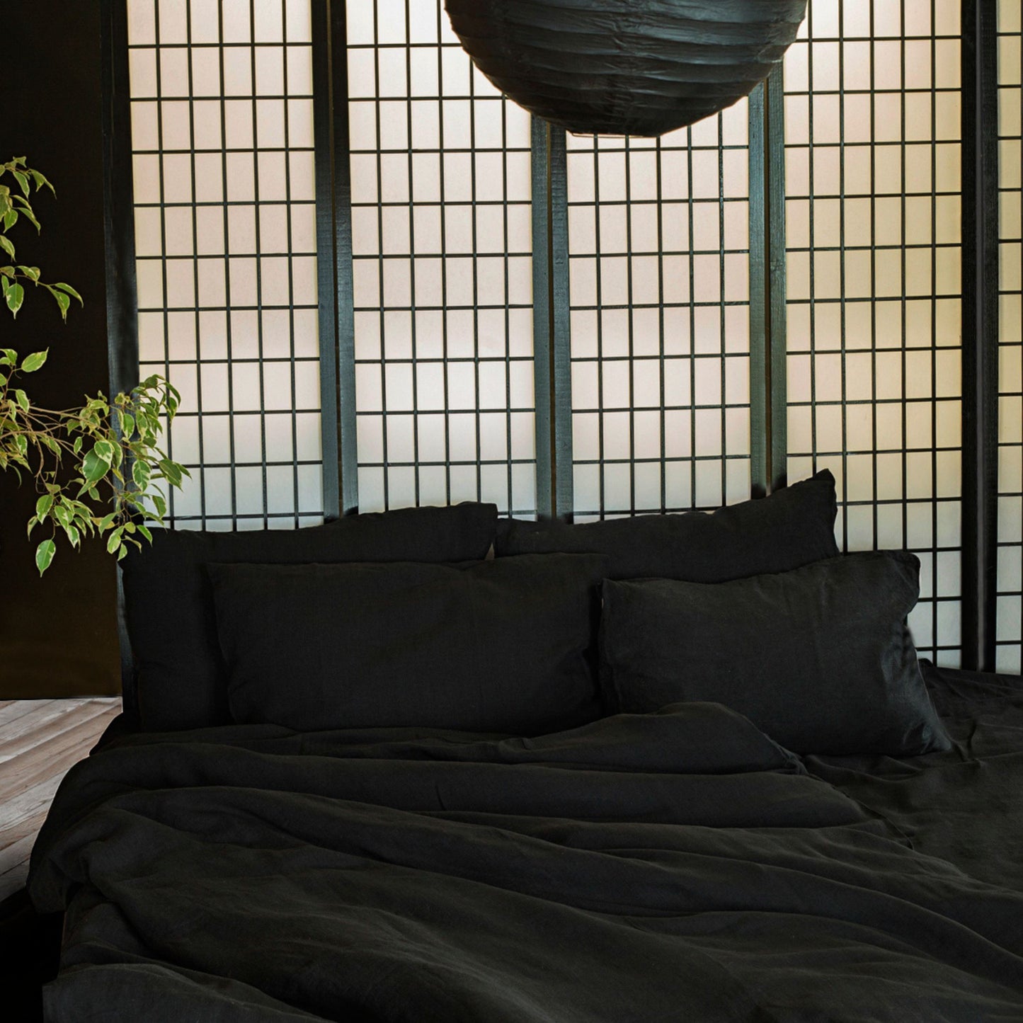 Black Linen Pillow Case