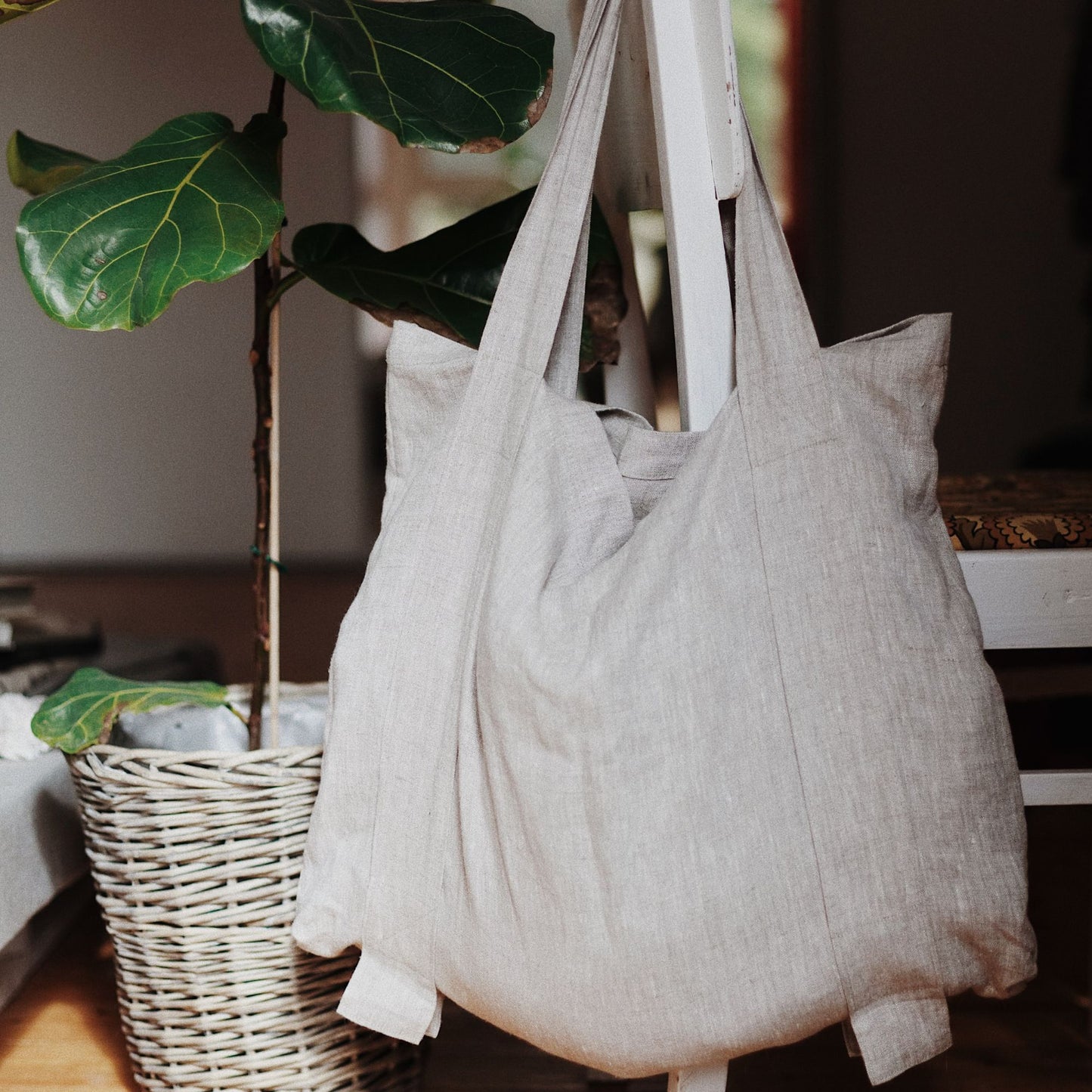 Natural Linen Tote Bag