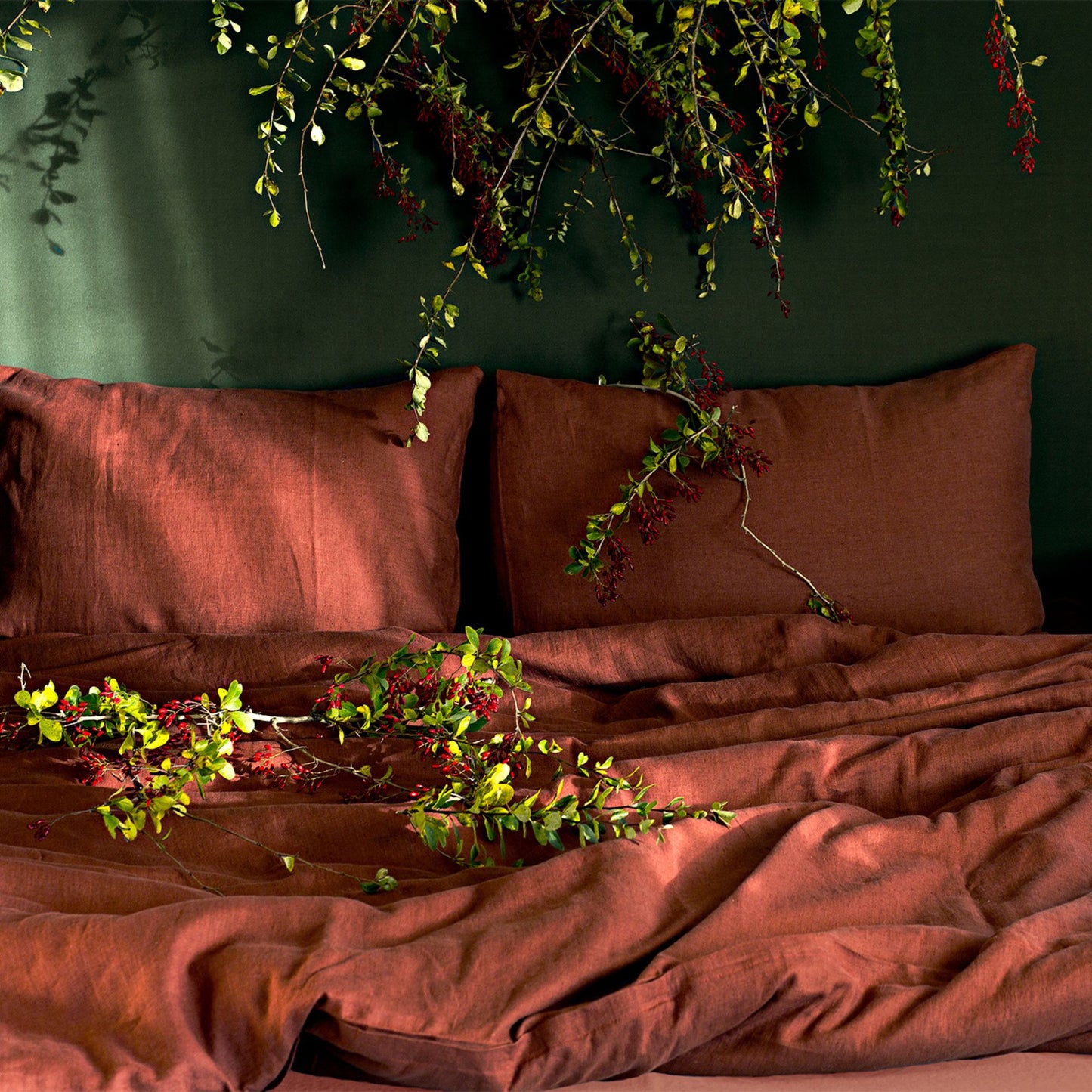 Linen Pillow Case in Uluru Red/ Terracotta color