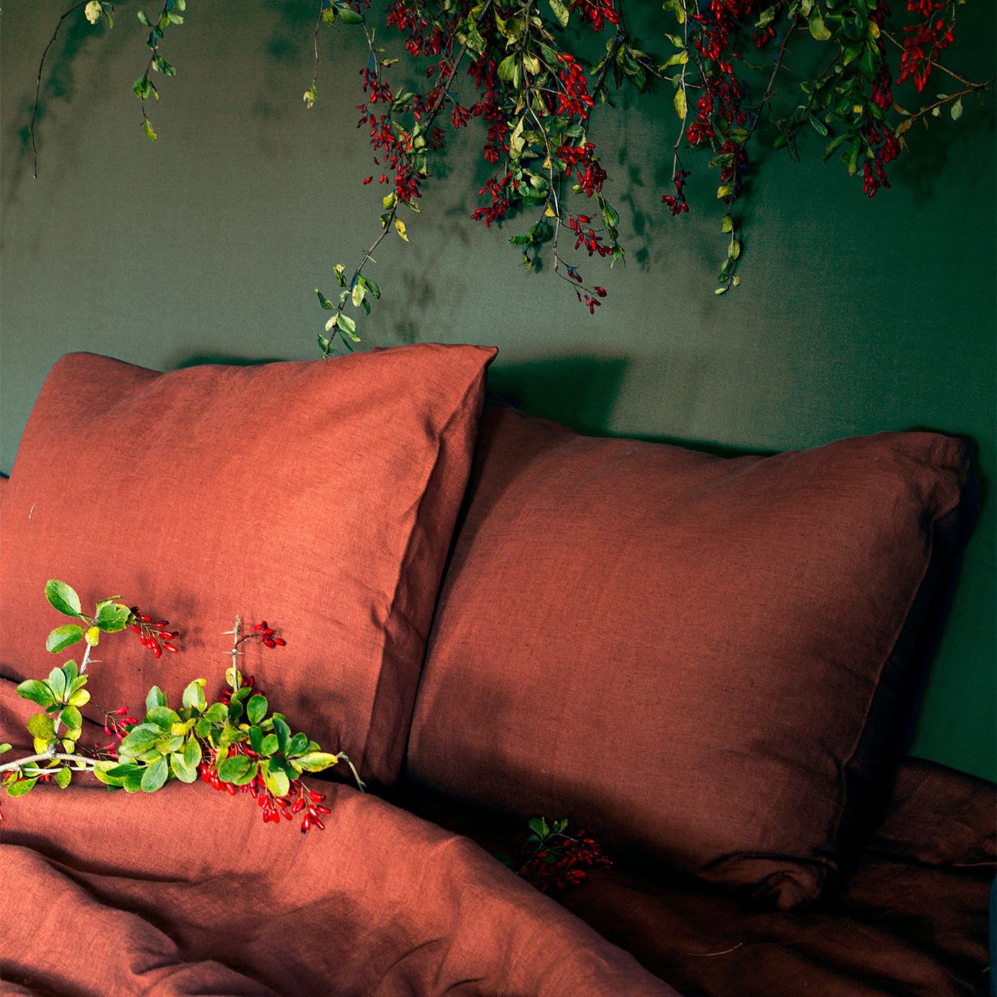 Linen Pillow Case in Uluru Red/ Terracotta color