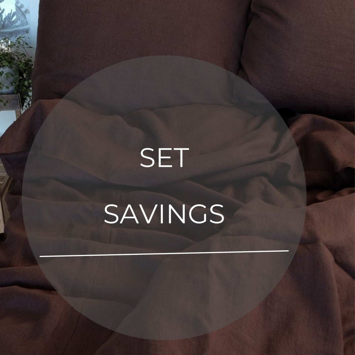 Chocolate BROWN color Linen Bedding set-Duvet cover & 2 Pillow Cases (3 pcs)