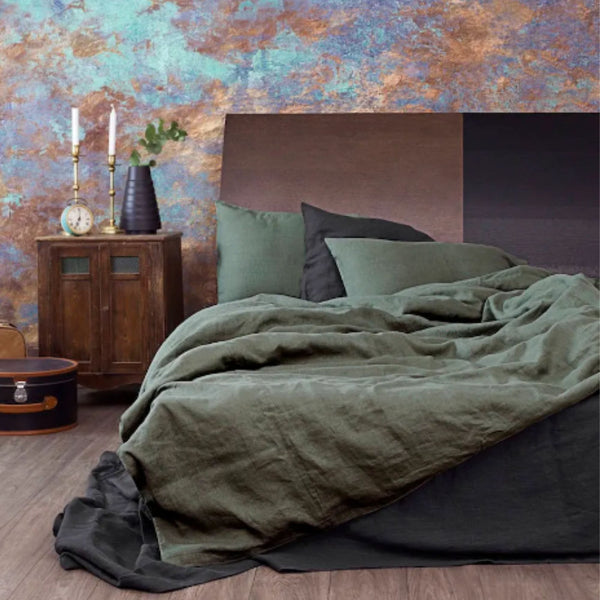 Moss Green Linen Duvet Cover - Luxurious and Sustainable Bedding