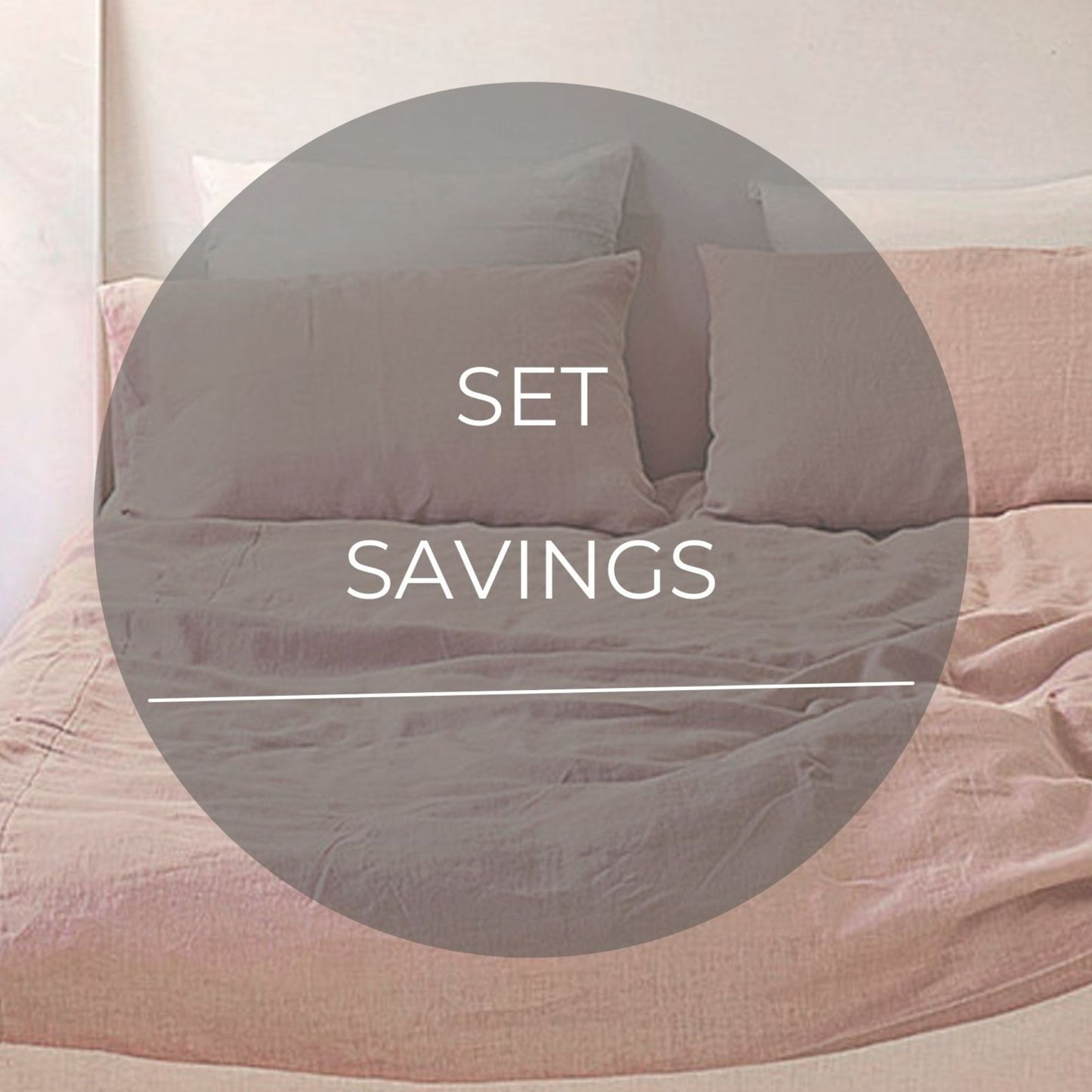 Pastel Pink color Linen Bedding set-Duvet cover & 2 Pillow Cases (3 pcs)