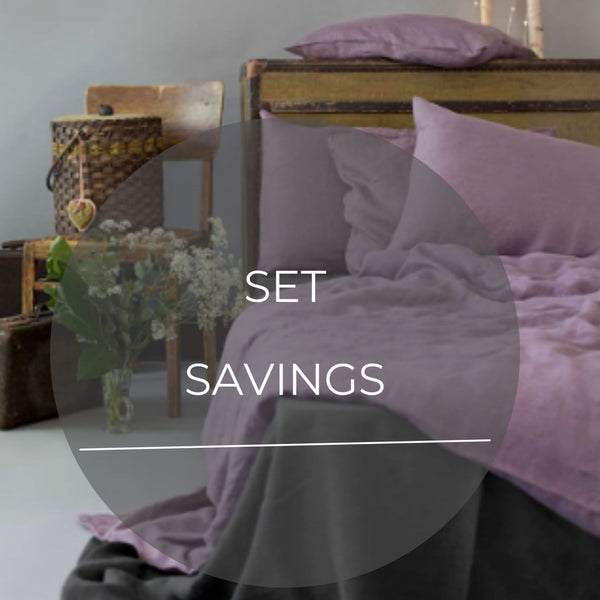 Lavender color Linen Bedding set-Duvet cover & 2 Pillow Cases (3pcs)