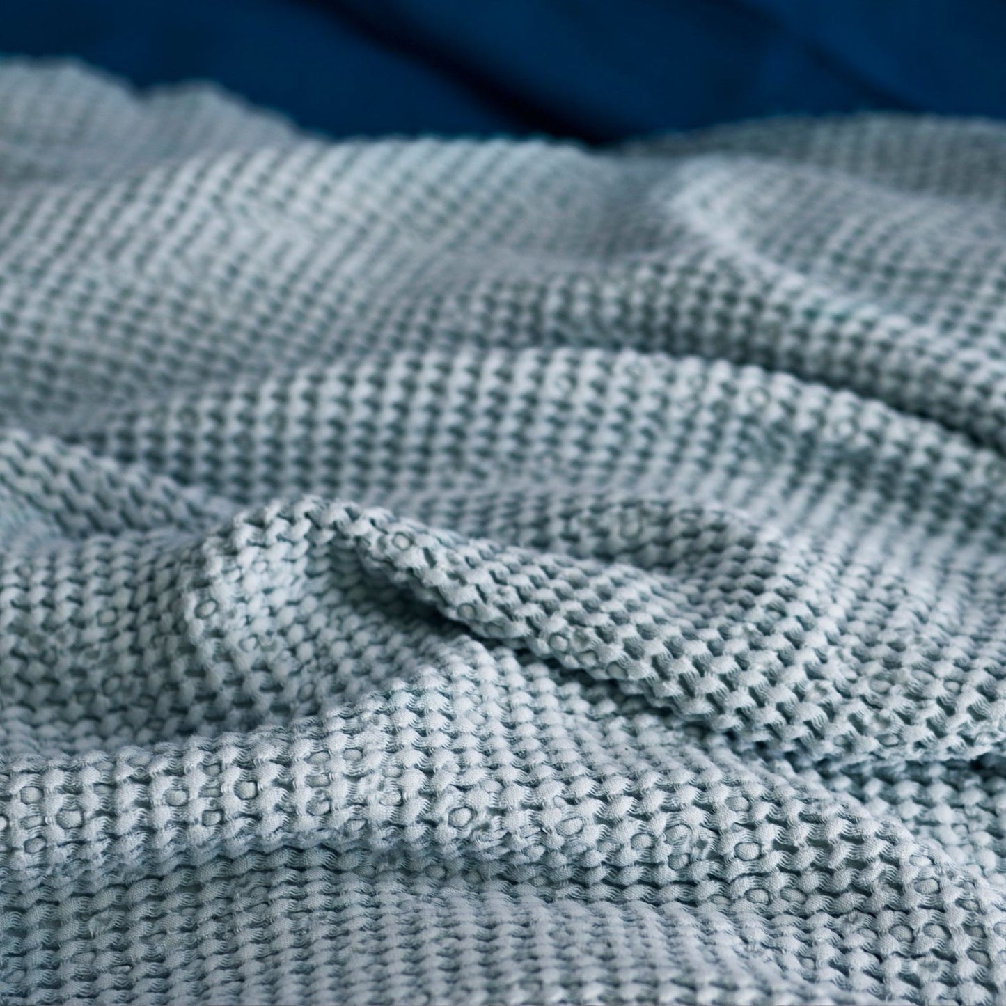 Sky Blue color Waffle textured Linen Blanket