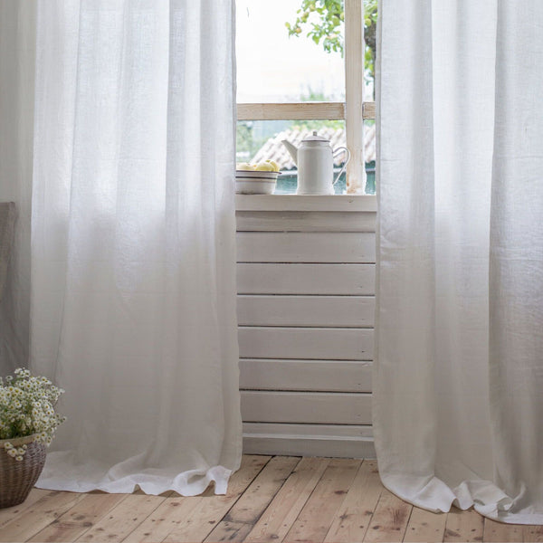 Linen curtains with rod pocket and decorative crown