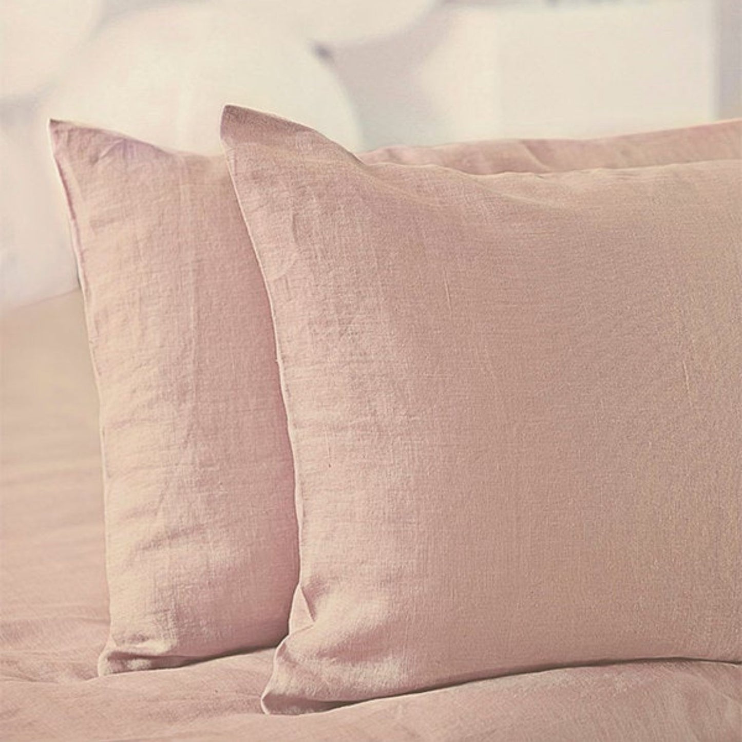 Pastel Pink color Linen Bedding set-Duvet cover & 2 Pillow Cases (3 pcs)