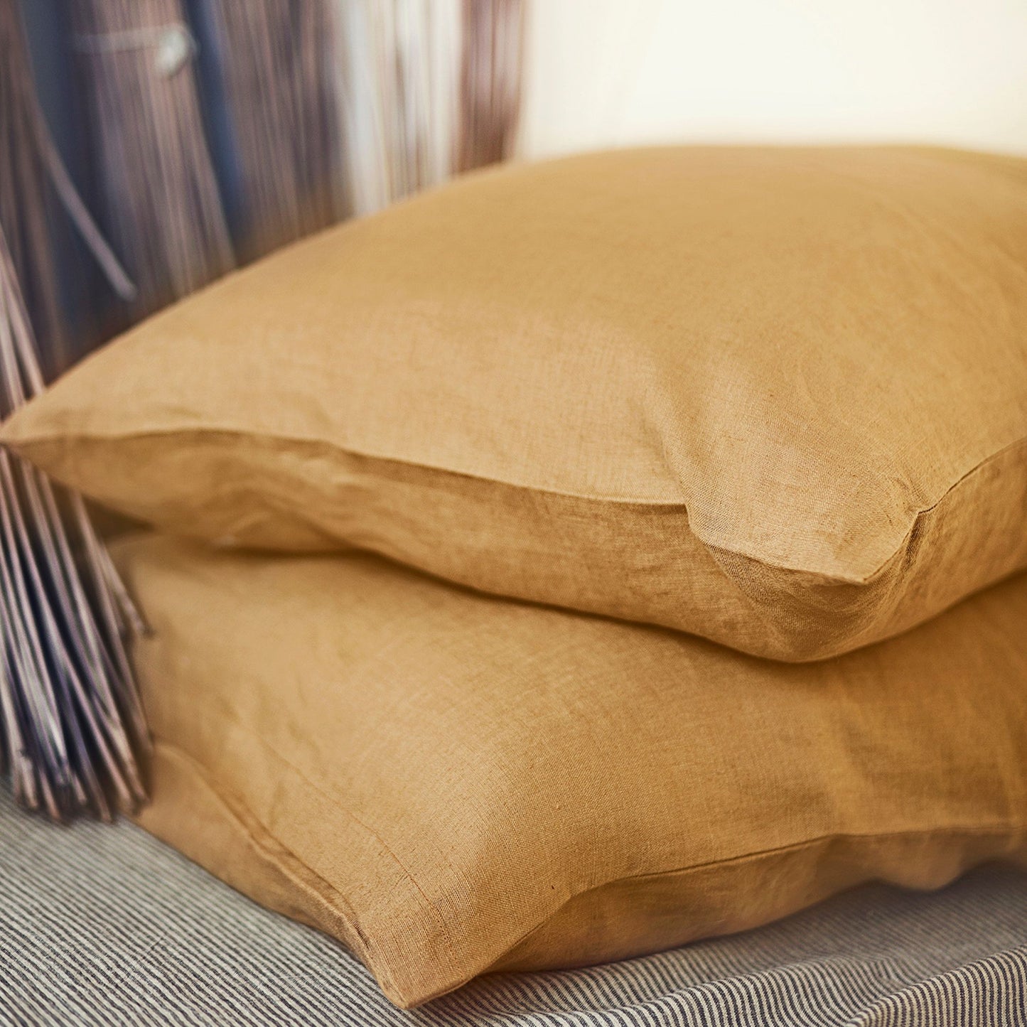 Linen Pillowcase in Deep Mustard Color