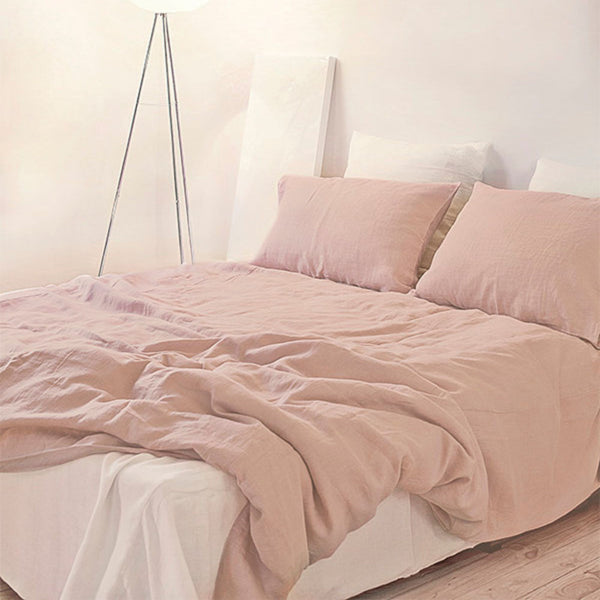 Pastel Pink Linen Pillowcase