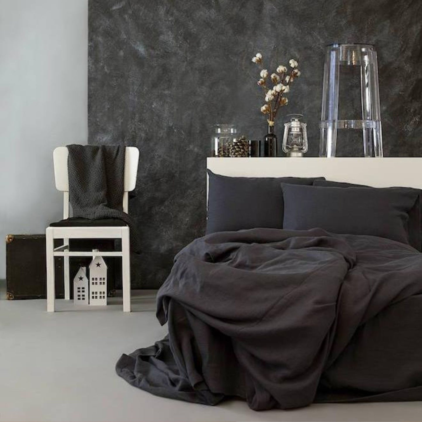 Dark Gray Linen Pillow Case
