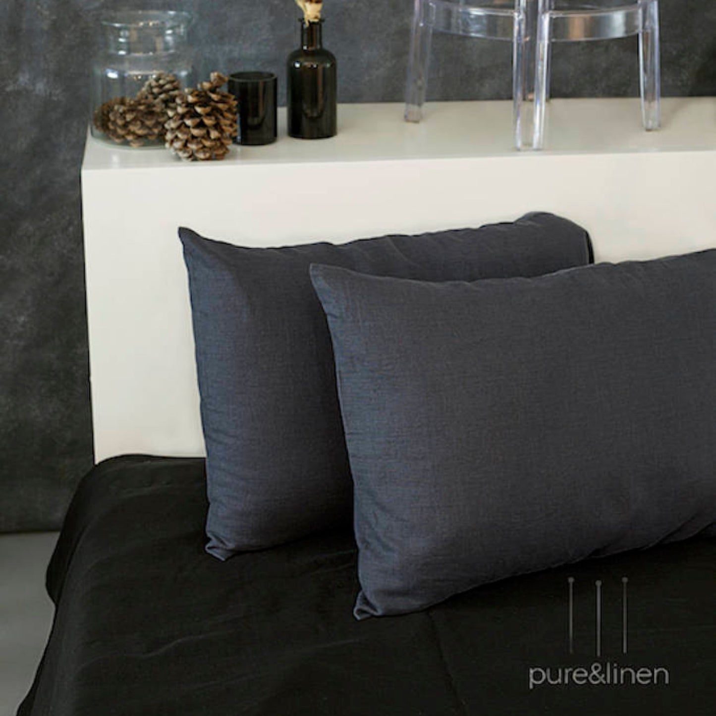 Dark Gray Linen Pillow Case