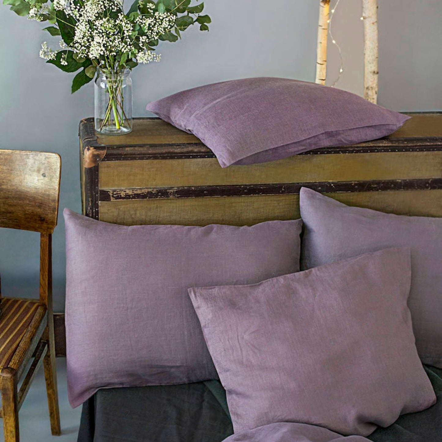 Lavender Color Linen Pillowcase