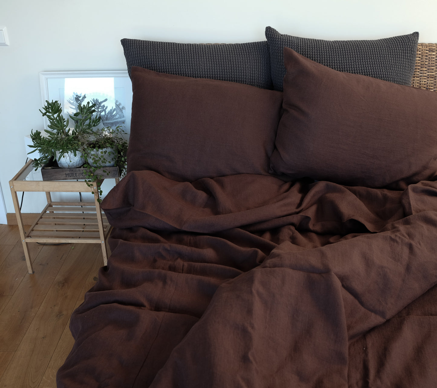 Linen Pillow Case in Chocolate Brown