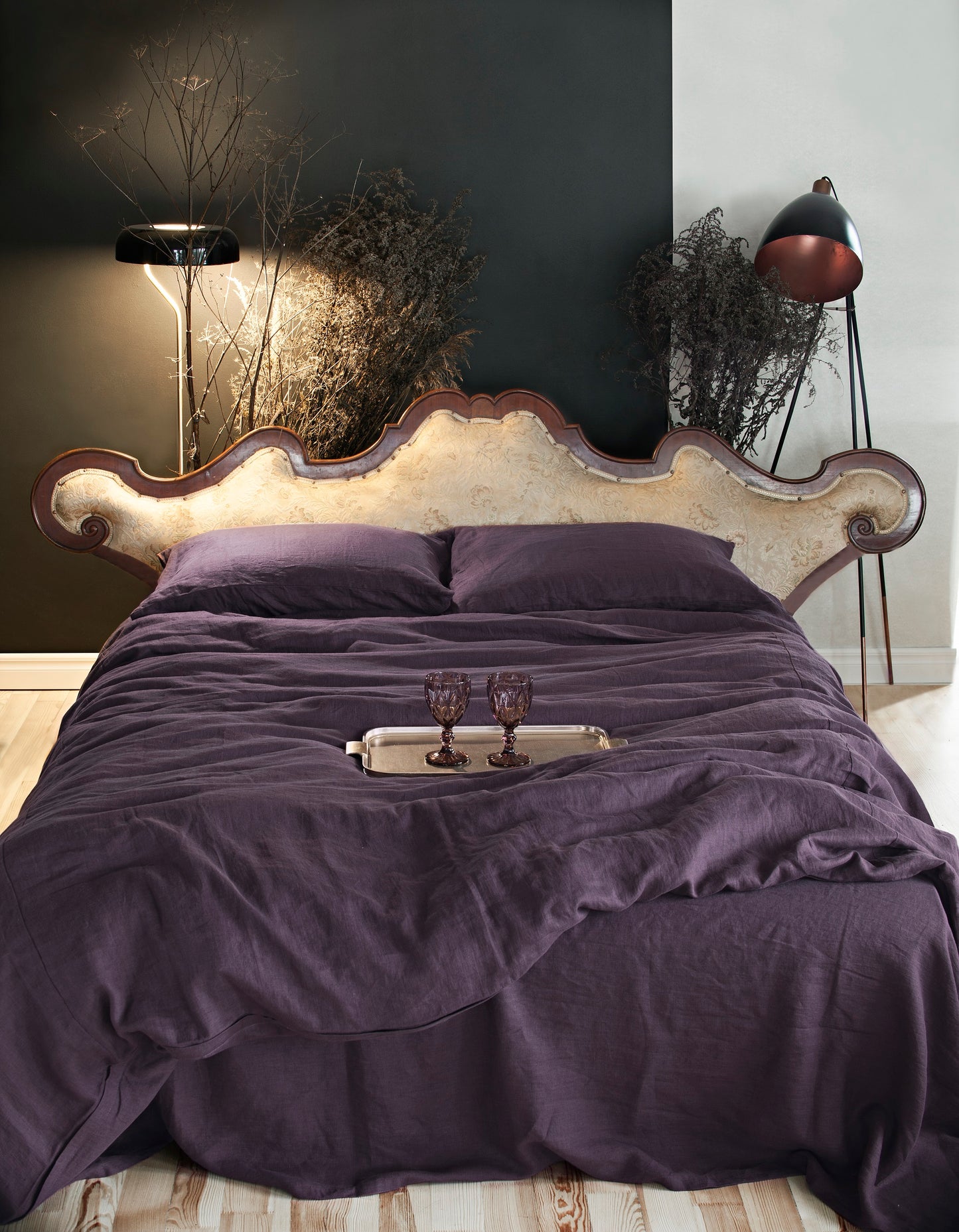 Aubergine Color Linen Pillow Case