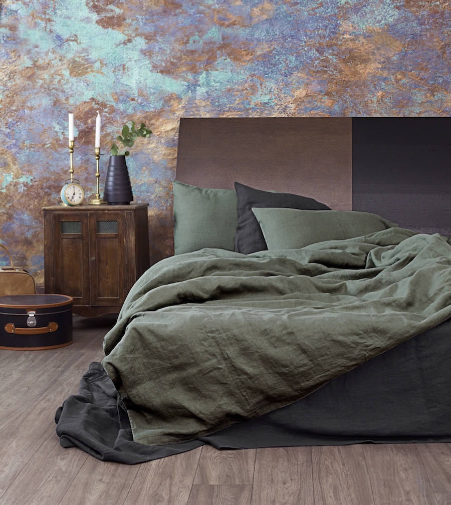 Moss Green Linen Pillowcase