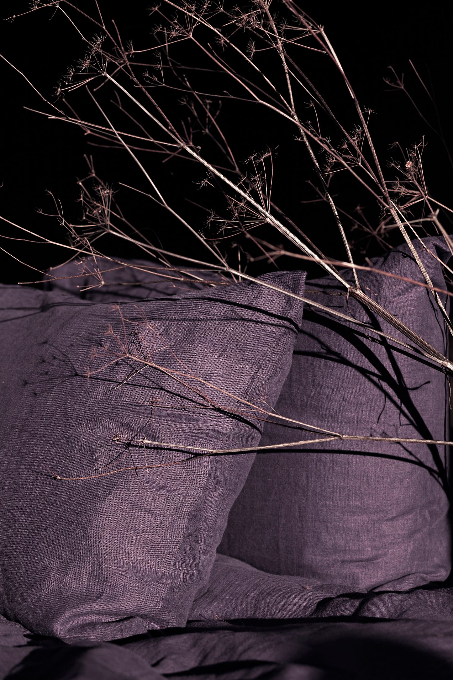 Aubergine Color Linen Pillow Case