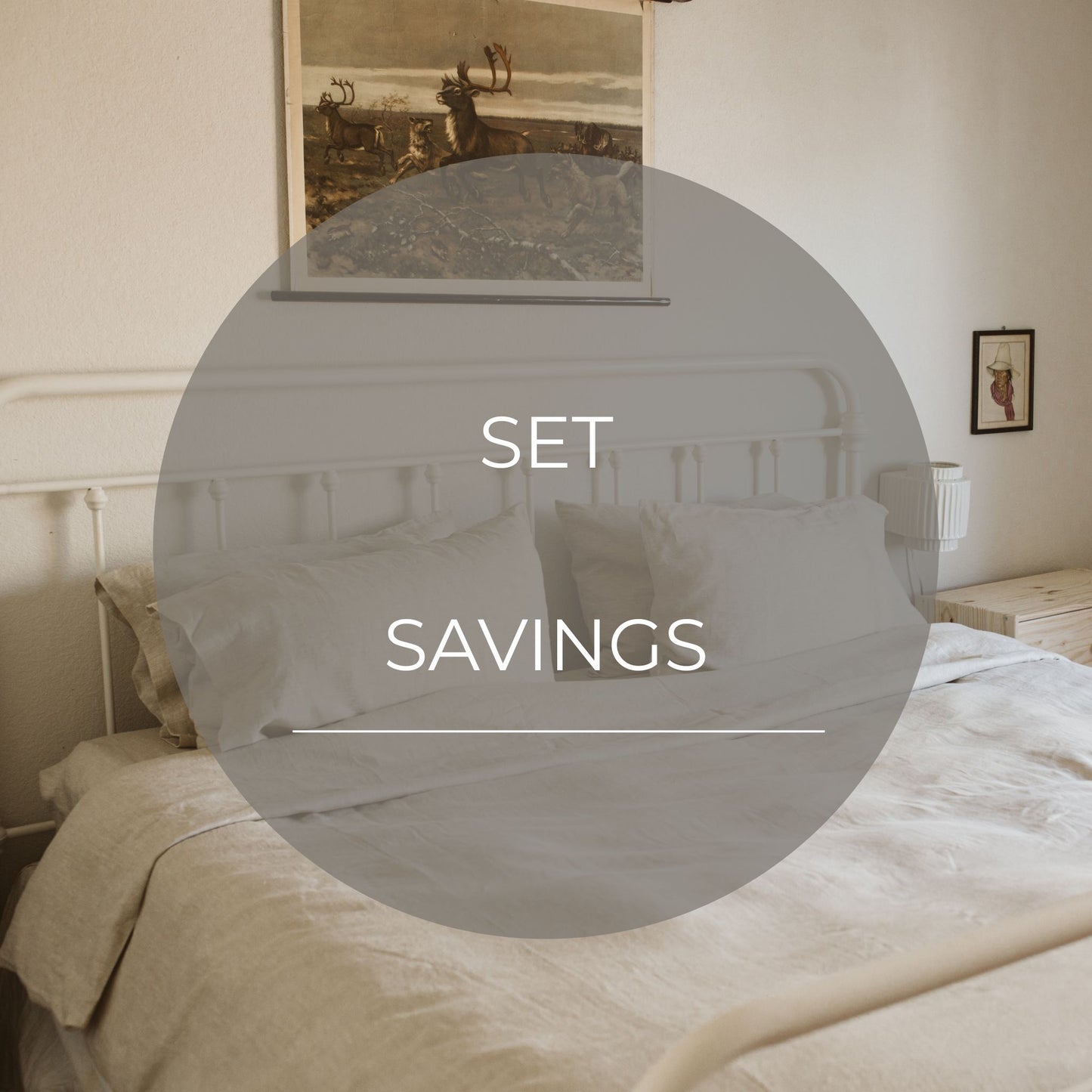 Natural Melange Linen Bedding set-Duvet cover & 2 Pillow Cases (3 pcs)