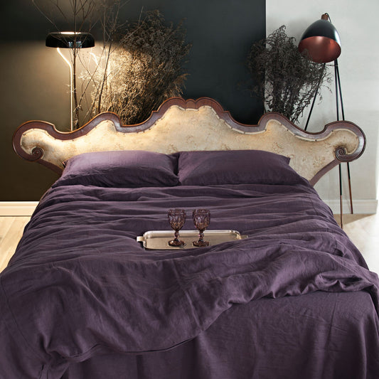 Aubergine Linen Duvet Cover – Queen Size