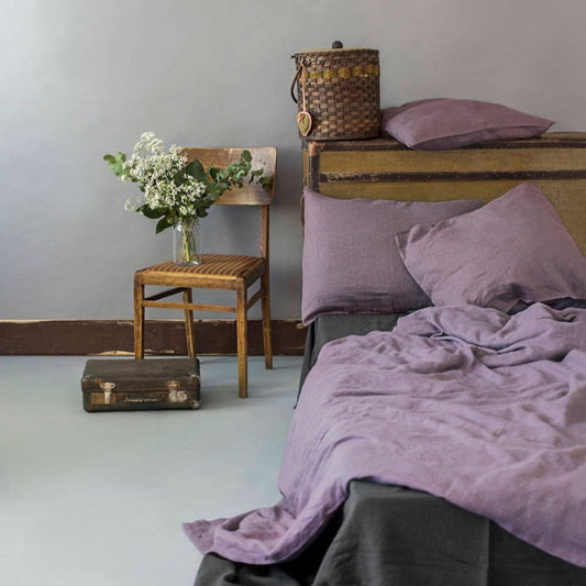 Linen Duvet Cover in Lavender Color