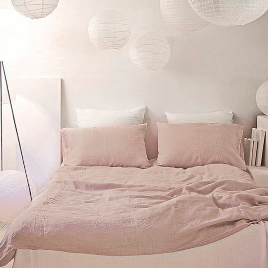 Washed Linen Duvet Cover in Dusty Rose| 100% Natural Flax | Soft and Comfortable Bedding for Queen, King, and Full Sizes
