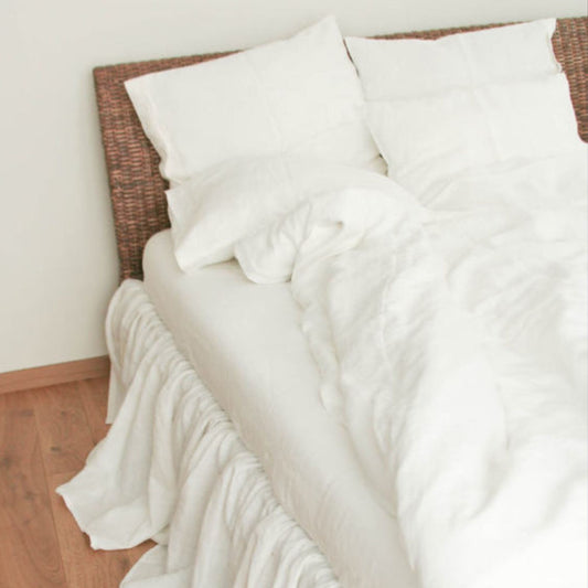 Milk WhiteLinen Duvet Cover – Stonewashed Flax Bedding– OEKO TEX Queen Comforter