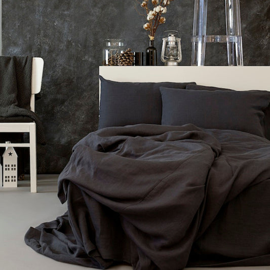Linen Duvet Cover in Charcoal Gray