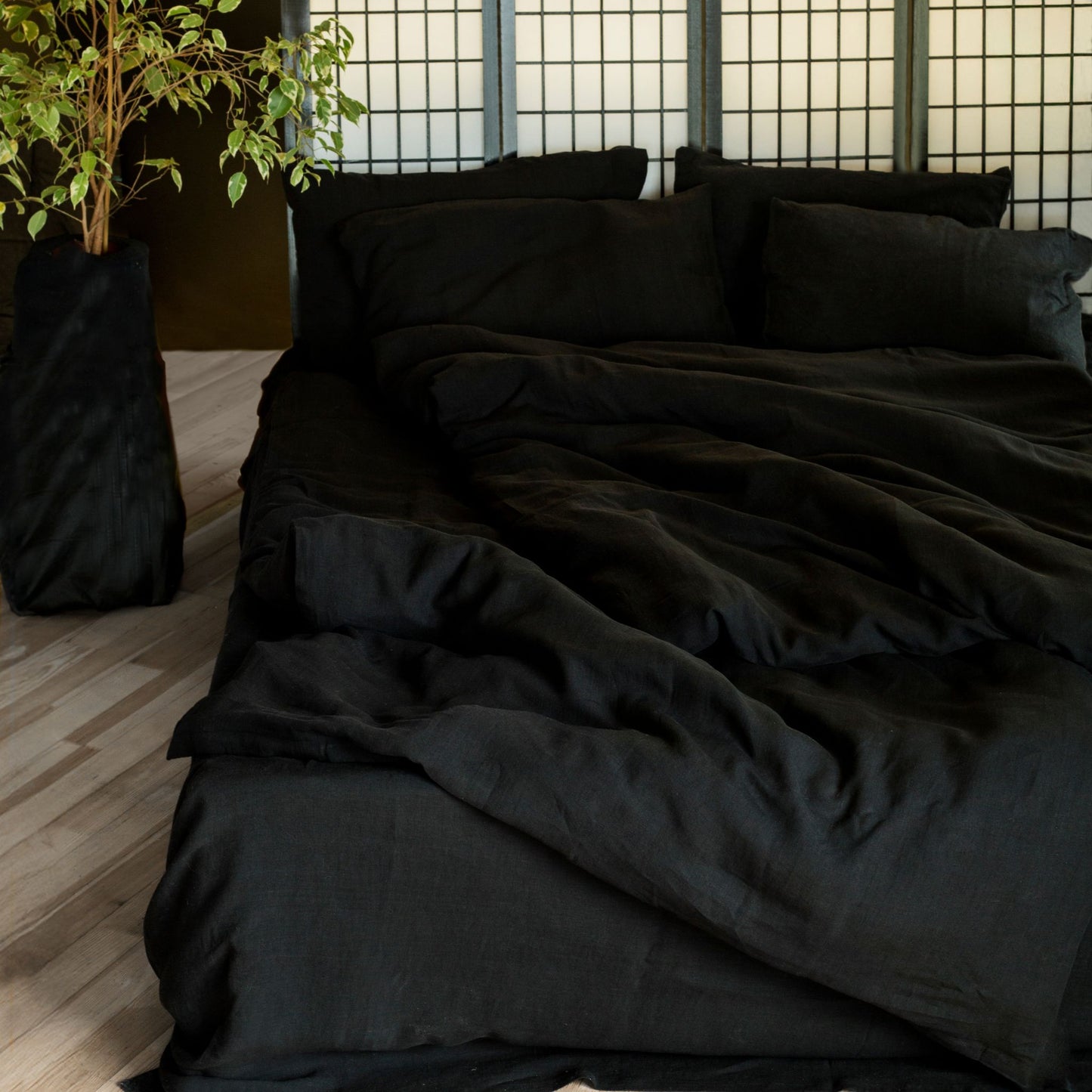 Black Linen Duvet Cover