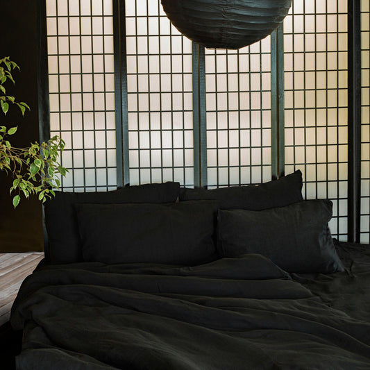 Black Linen Duvet Cover