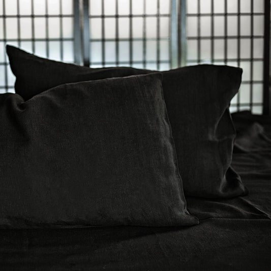 Black Linen Pillow Case