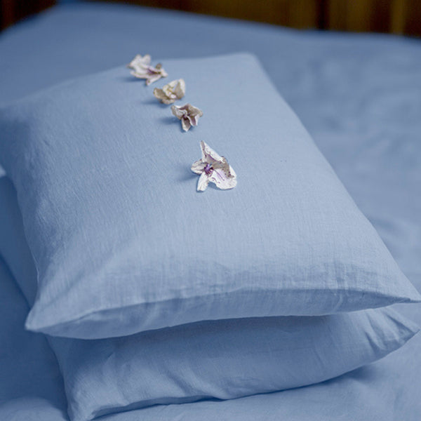 Pastel Blue Linen Pillow Case
