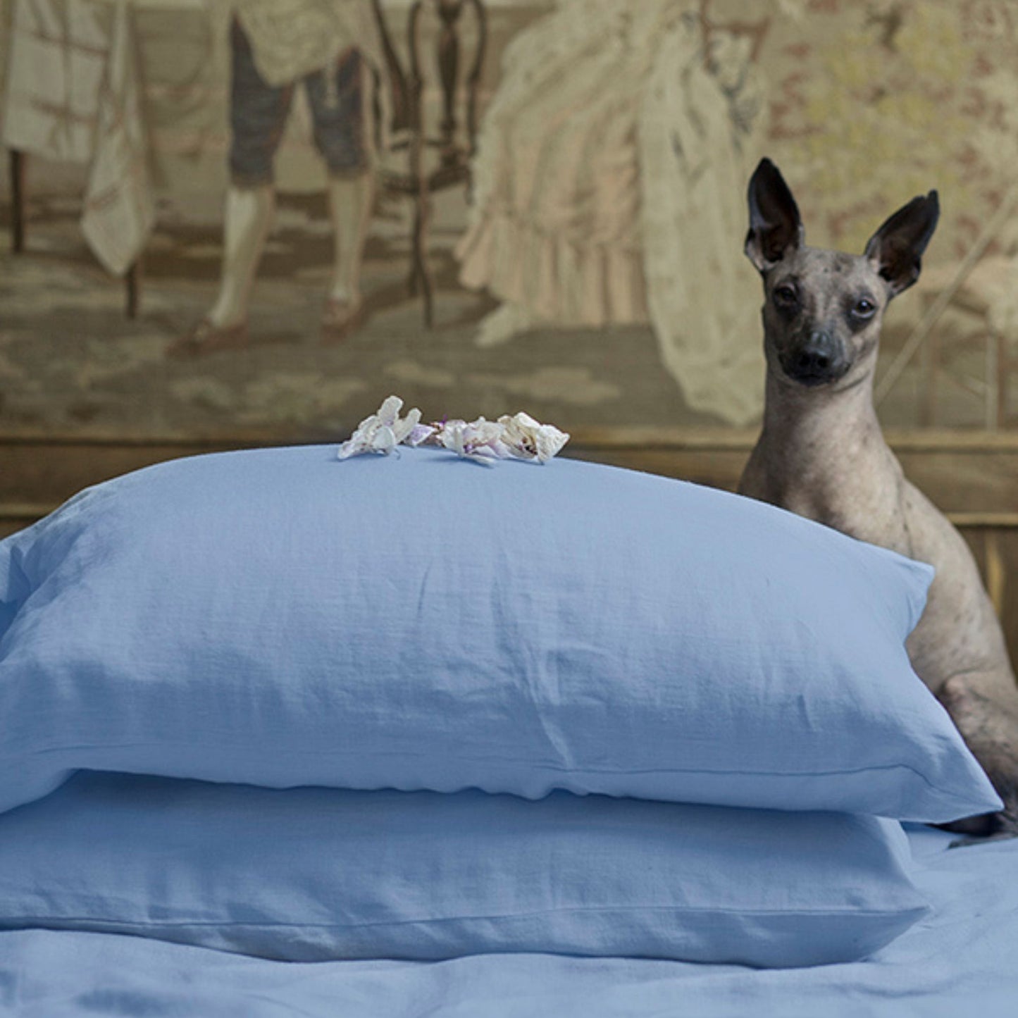 Pastel Blue Linen Pillow Case