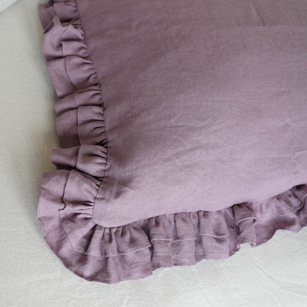 Linen Pillow Cover with Ruffles