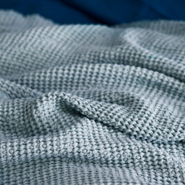 Sky Blue color Waffle textured Linen Blanket