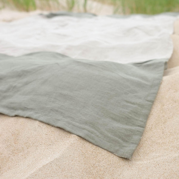 Linen Beach Blanket in Green