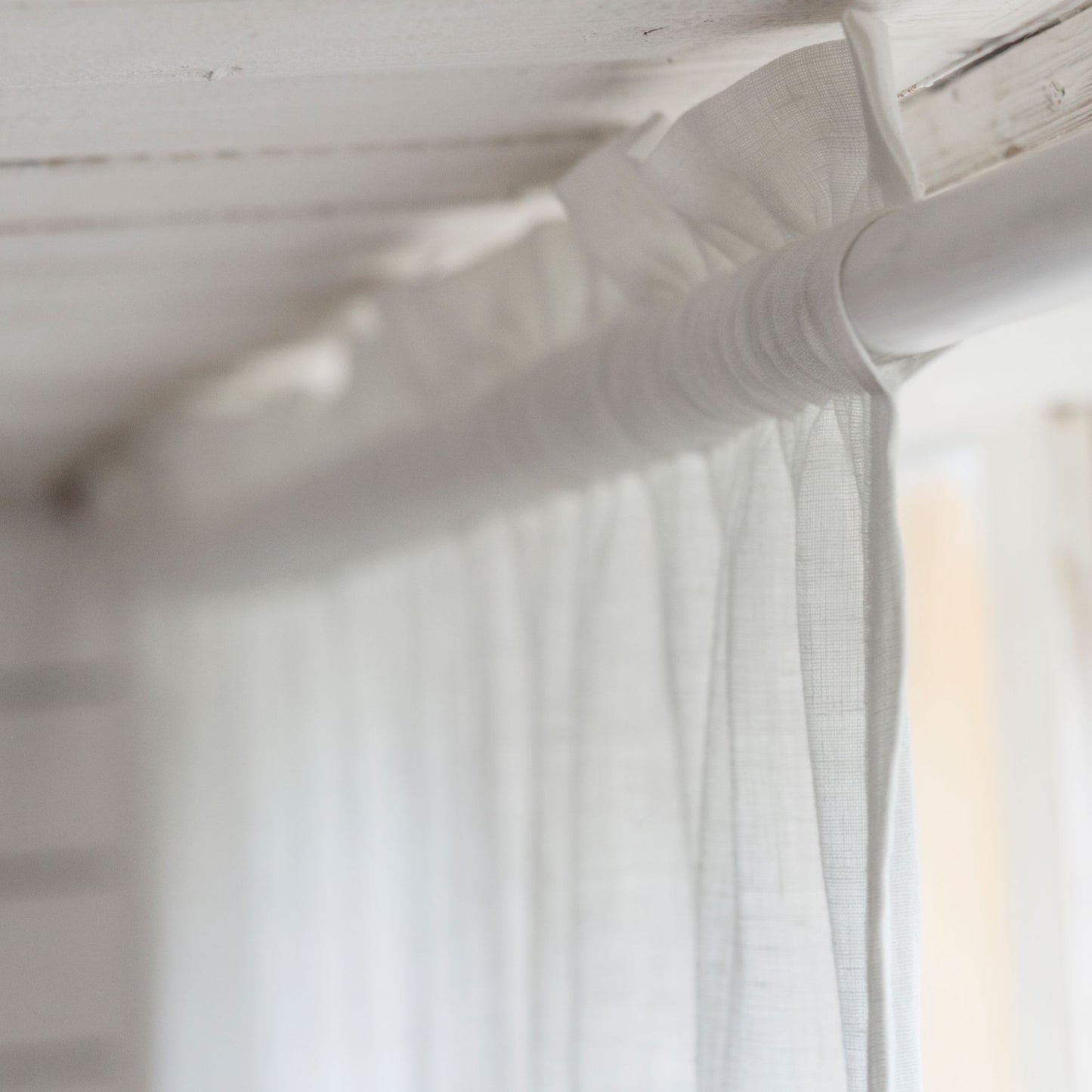 Linen curtains with rod pocket and decorative crown