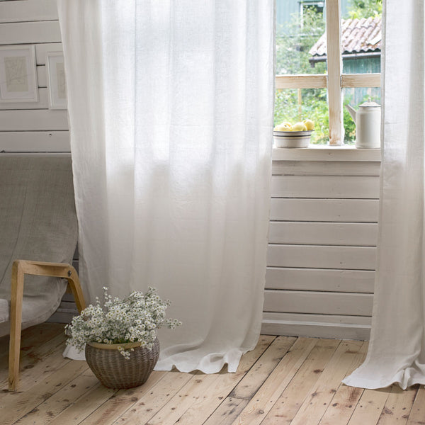 Linen curtains with rod pocket and decorative crown