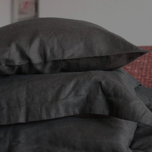 Black Linen Pillow Case