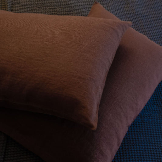 Linen Pillow Case in Chocolate Brown