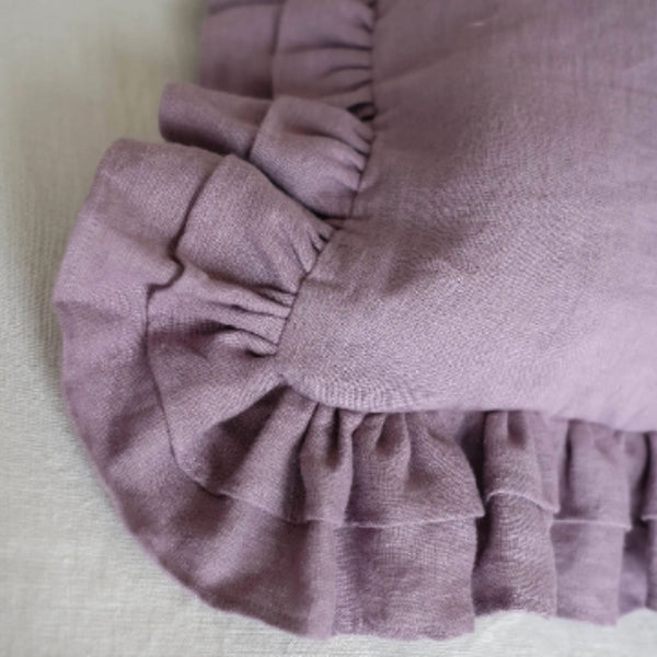 Linen Pillow Cover with Ruffles