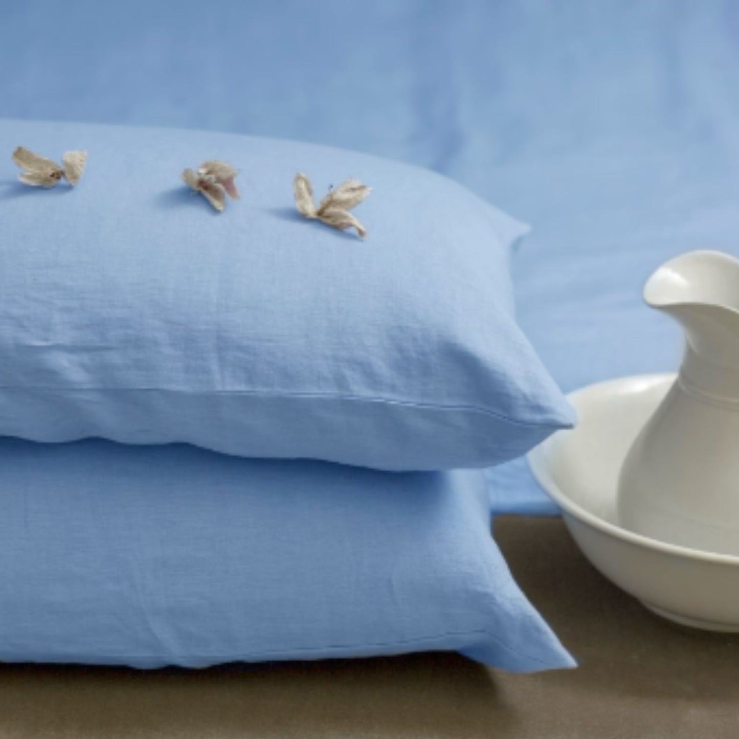 Pastel Blue Linen Pillow Case